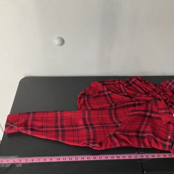 J Jill Top‎ Womens Sz 1X Red Black Plaid Corduroy Button Up Pleated Shirt Blouse - Picture 10 of 12